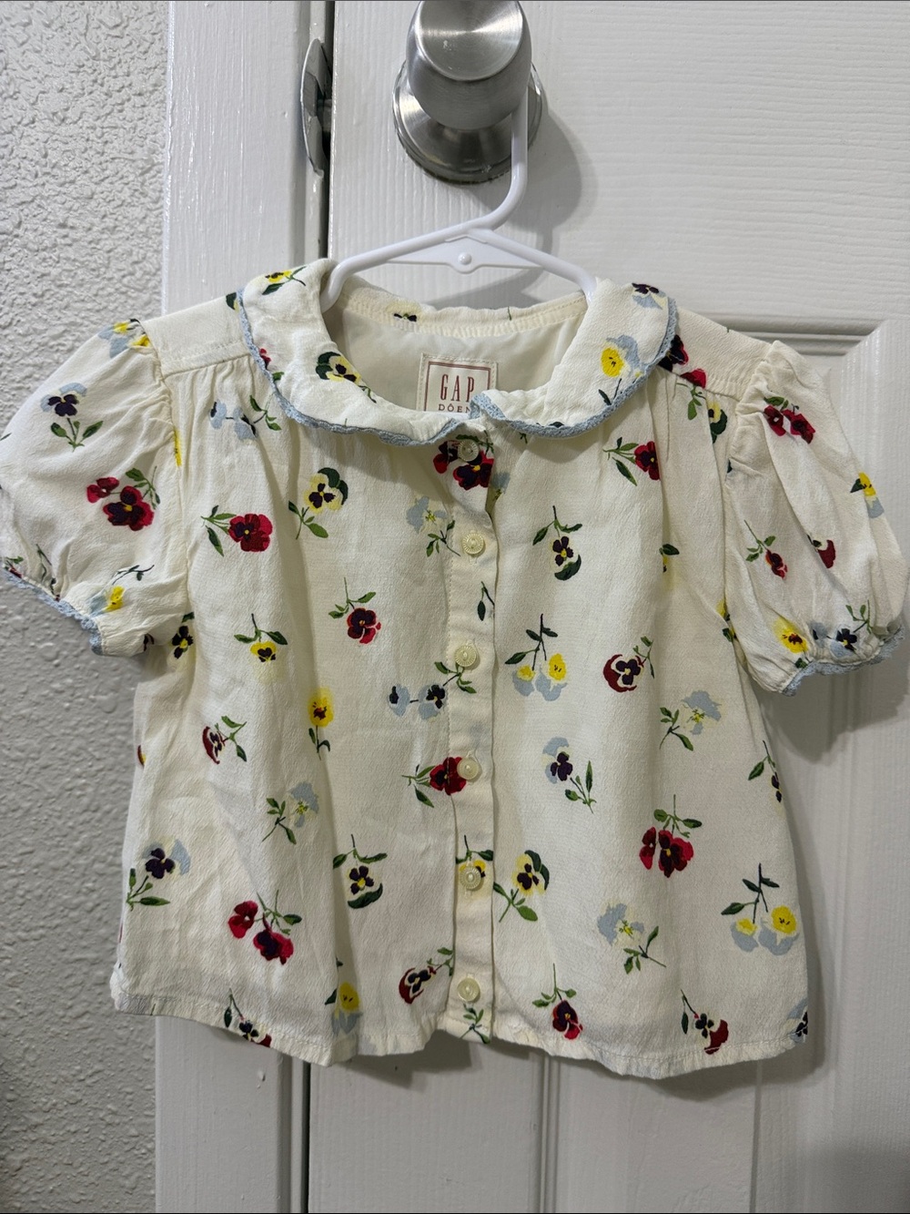 GAP x DÔEN Floral Peter Pan Collar Blouse Size XS 4 - 5 Y